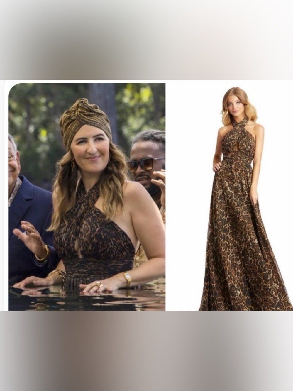 New Mac Duggal Cheetah Print Wrap Halter Gown Formal Maci Dress Size 8